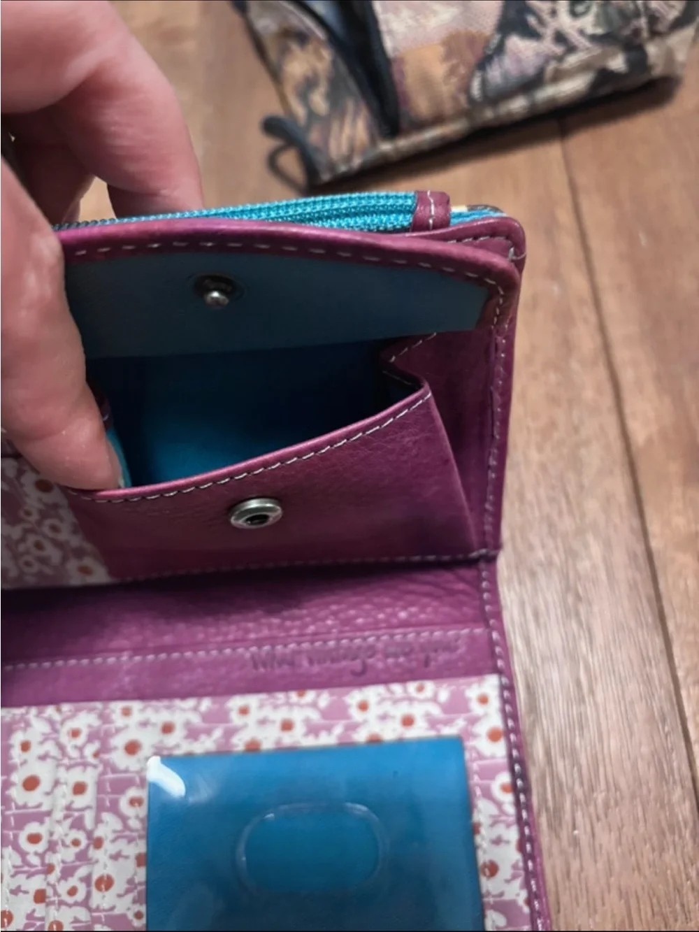 Fossil Purple Multicolor Dot Leather Wallet
